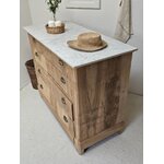 Commode Louis-Philippe ancienne en bois brut et marbre blanc20260814_163117