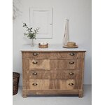 Commode Louis-Philippe ancienne en bois brut et marbre blanc20260814_163207