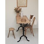 Table de bistrot ancienne piètement en fer et plateau bois massif 95 cm20260827_083135
