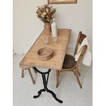 Table de bistrot ancienne piètement en fer et plateau bois massif 95 cm20260827_083200