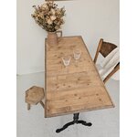 Table de bistrot ancienne piètement en fer et plateau bois massif 95 cm20260827_083441