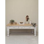 Table basse ancienne 3 tiroirs beige lin et bois20260927_111540
