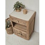 Chevet Art Déco Ancien en Bois Brut et Plateau Peint Clair20261007_170535