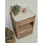Chevet Art Déco Ancien en Bois Brut et Plateau Peint Clair20261007_170542