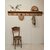 Porte-manteau mural ancien 6 patères en bois brut - Art populaire