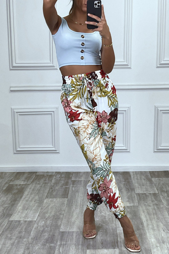 pantalon-fluide-blanc-en-coton-avec-motif-fleuris 1