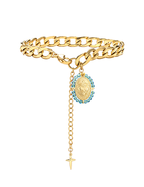 Bracelet médaillon en bleu ou rose K330