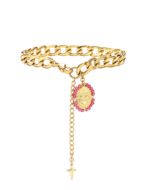 Bracelet médaillon rose K330