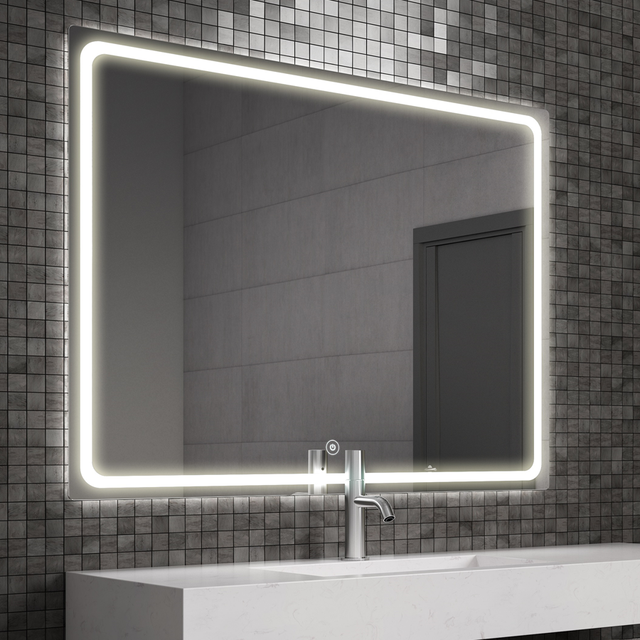 Miroir éclairage LED de salle de bain VELDI avec interrupteur tactile - 100x80cm