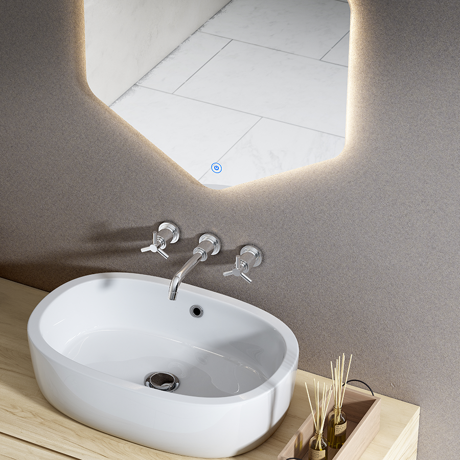 Miroir éclairage LED de salle de bain STAM avec interrupteur tactile -  70x80cm - Miroir - cosyneo