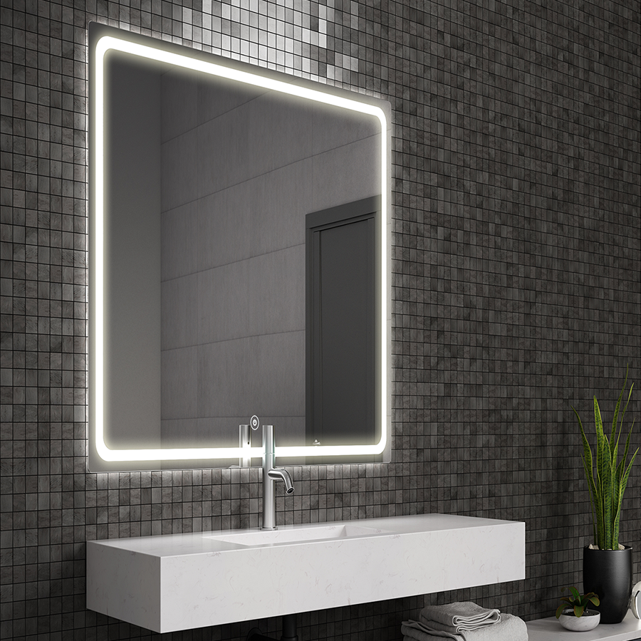 Miroir éclairage LED de salle de bain VELDI avec interrupteur tactile - 60x80cm