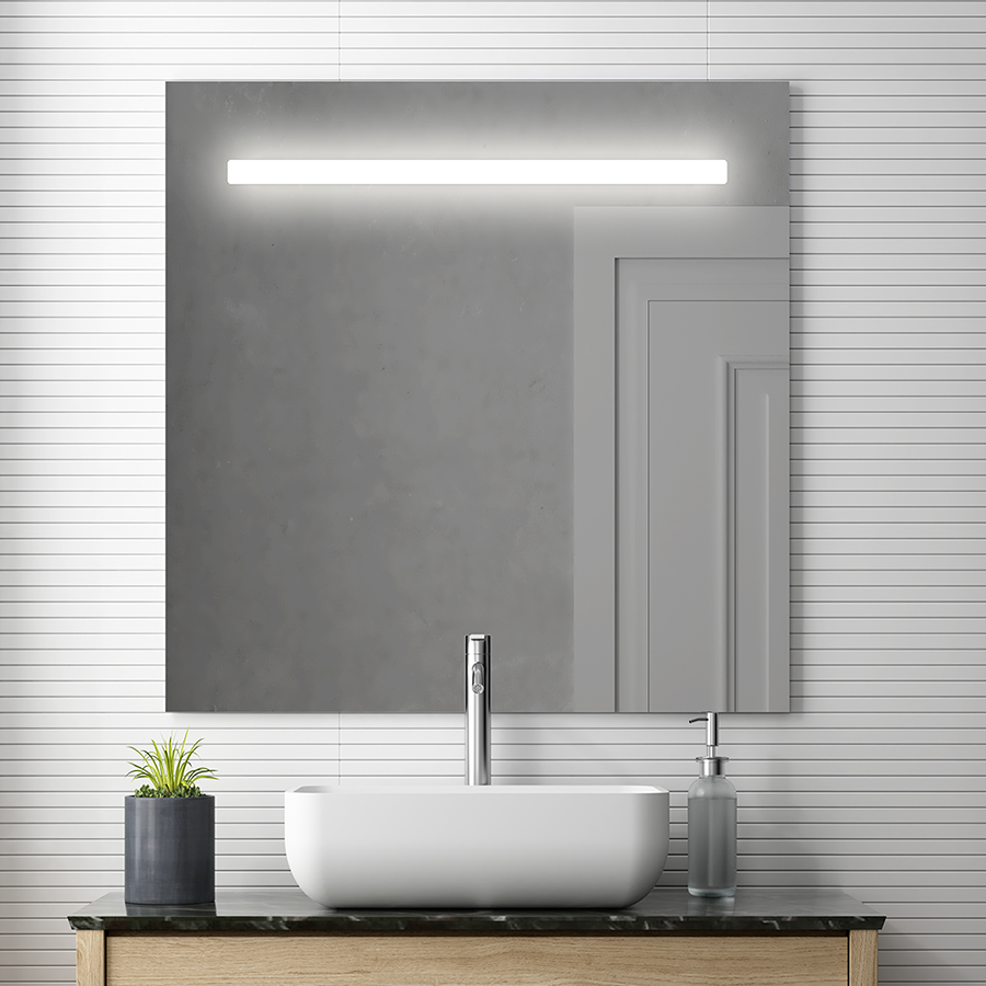 Miroir éclairage LED de salle de bain STAM avec interrupteur tactile - 80x80cm