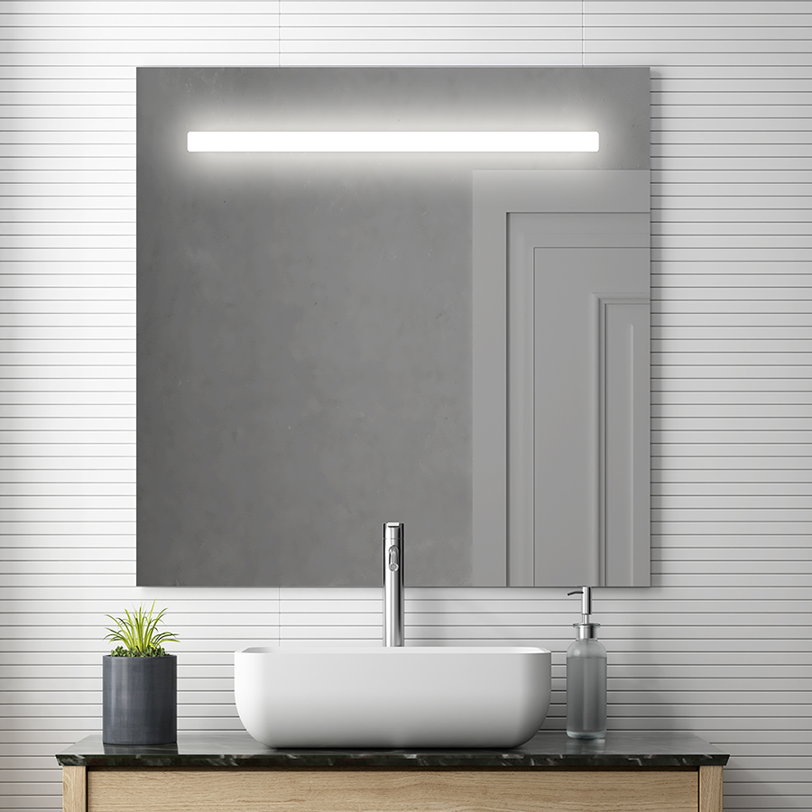 Miroir éclairage LED de salle de bain STAM avec interrupteur tactile -  70x80cm - Miroir - cosyneo