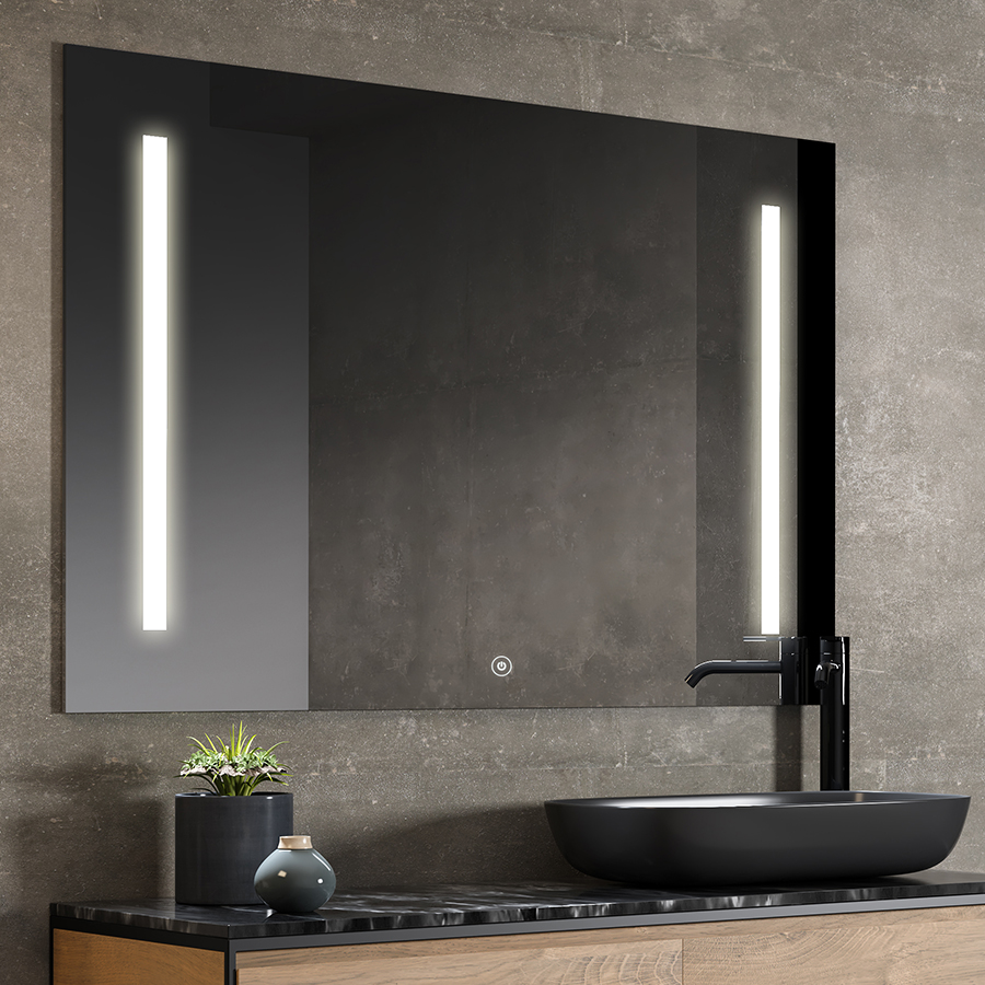 Meuble miroir suspendu salle de bain chêne et blanc 120 cm - Alboran