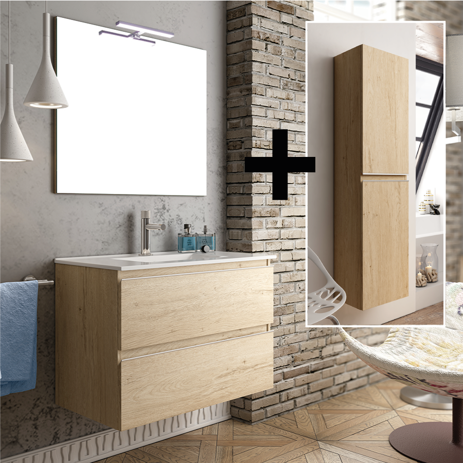 Ensemble meuble de salle de bain + colonne BALEA - 70cm