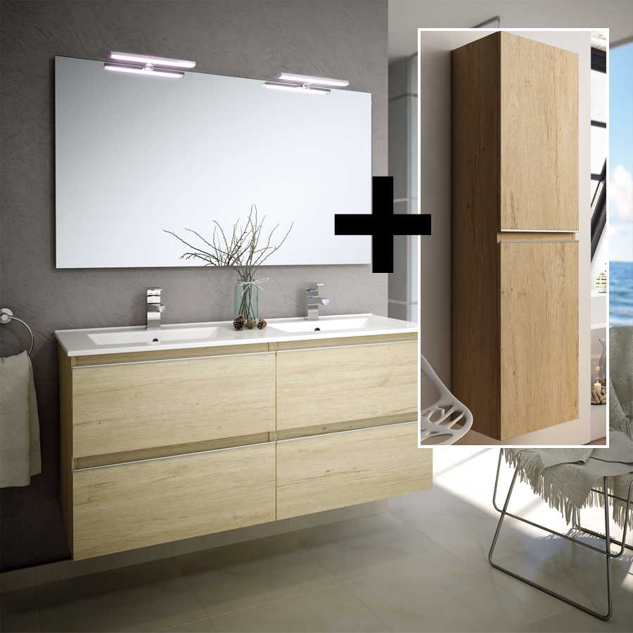 Ensemble meuble de salle de bain + colonne BALEA - 140cm