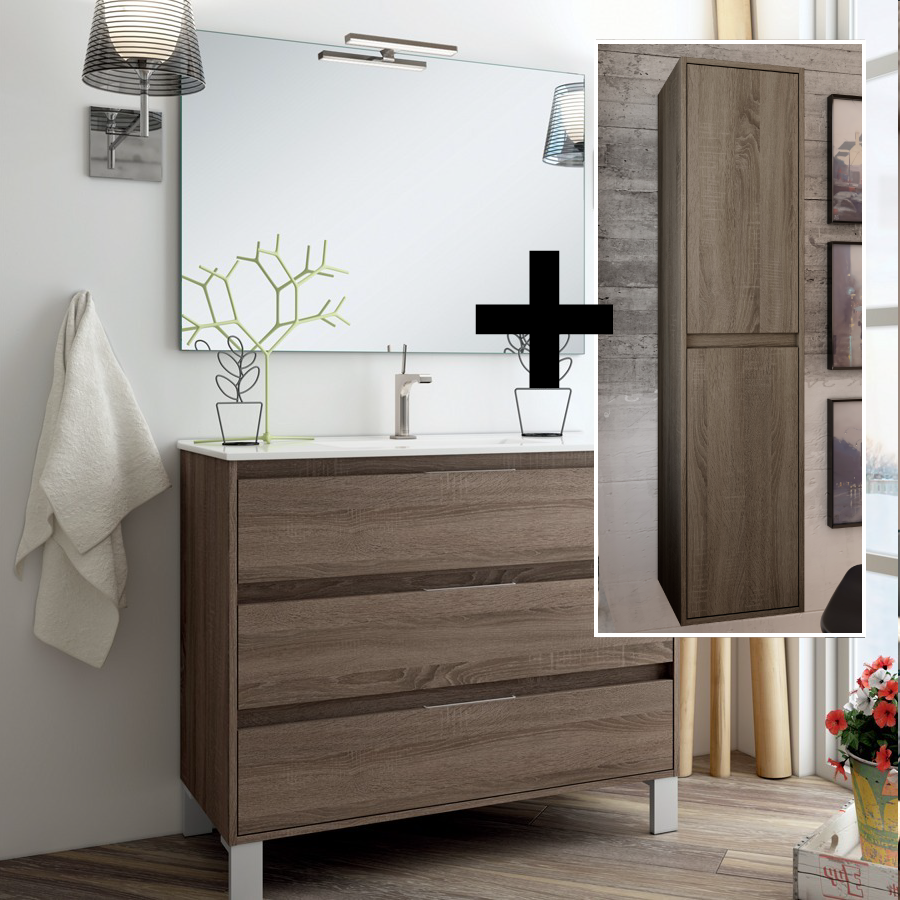 Ensemble meuble de salle de bain + colonne TIRIS - 80cm