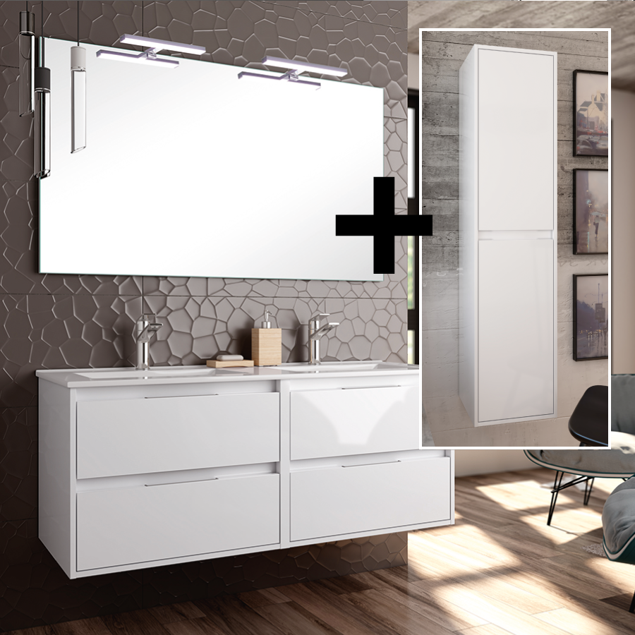Ensemble meuble de salle de bain + colonne IRIS - 120cm