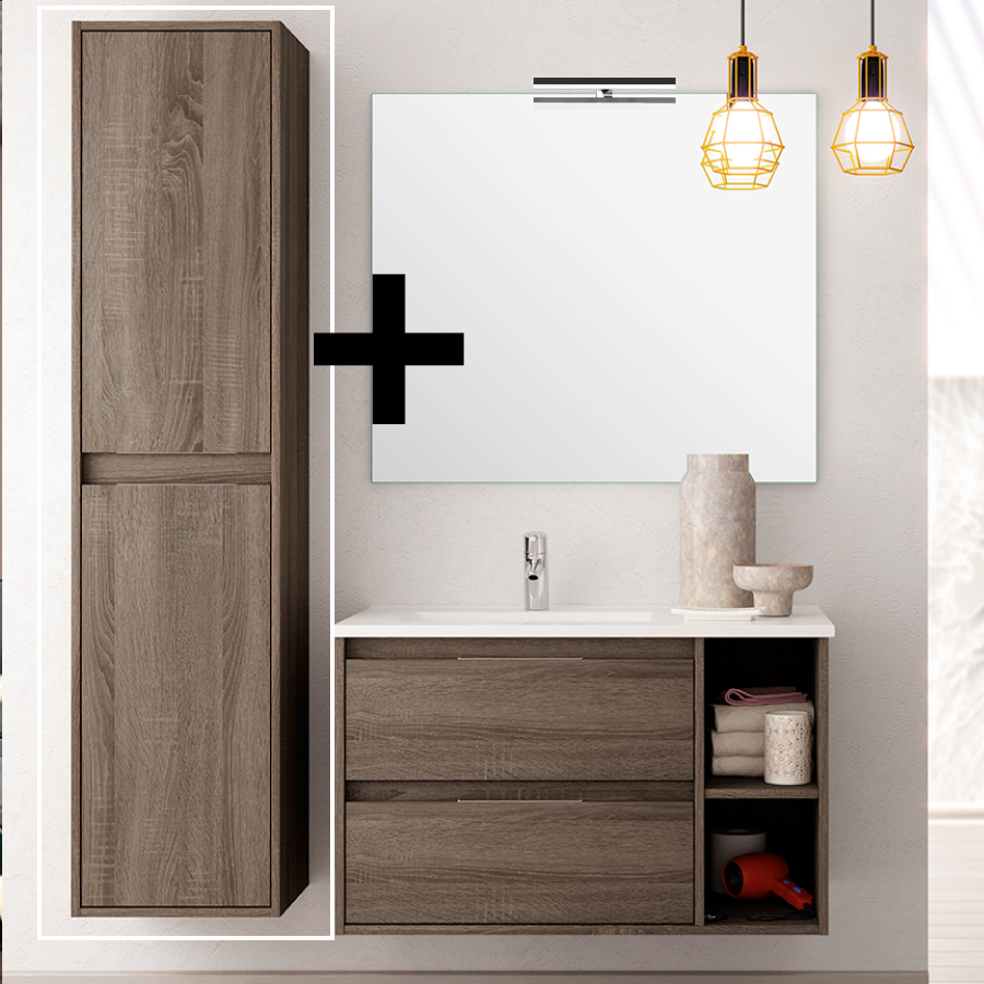 Ensemble meuble de salle de bain + colonne OLYMPE - 80cm