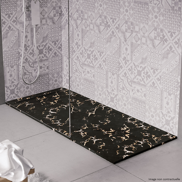 Receveur De Douche Extra-plat 100x80 Cm – Pierre Blanc, Neuf