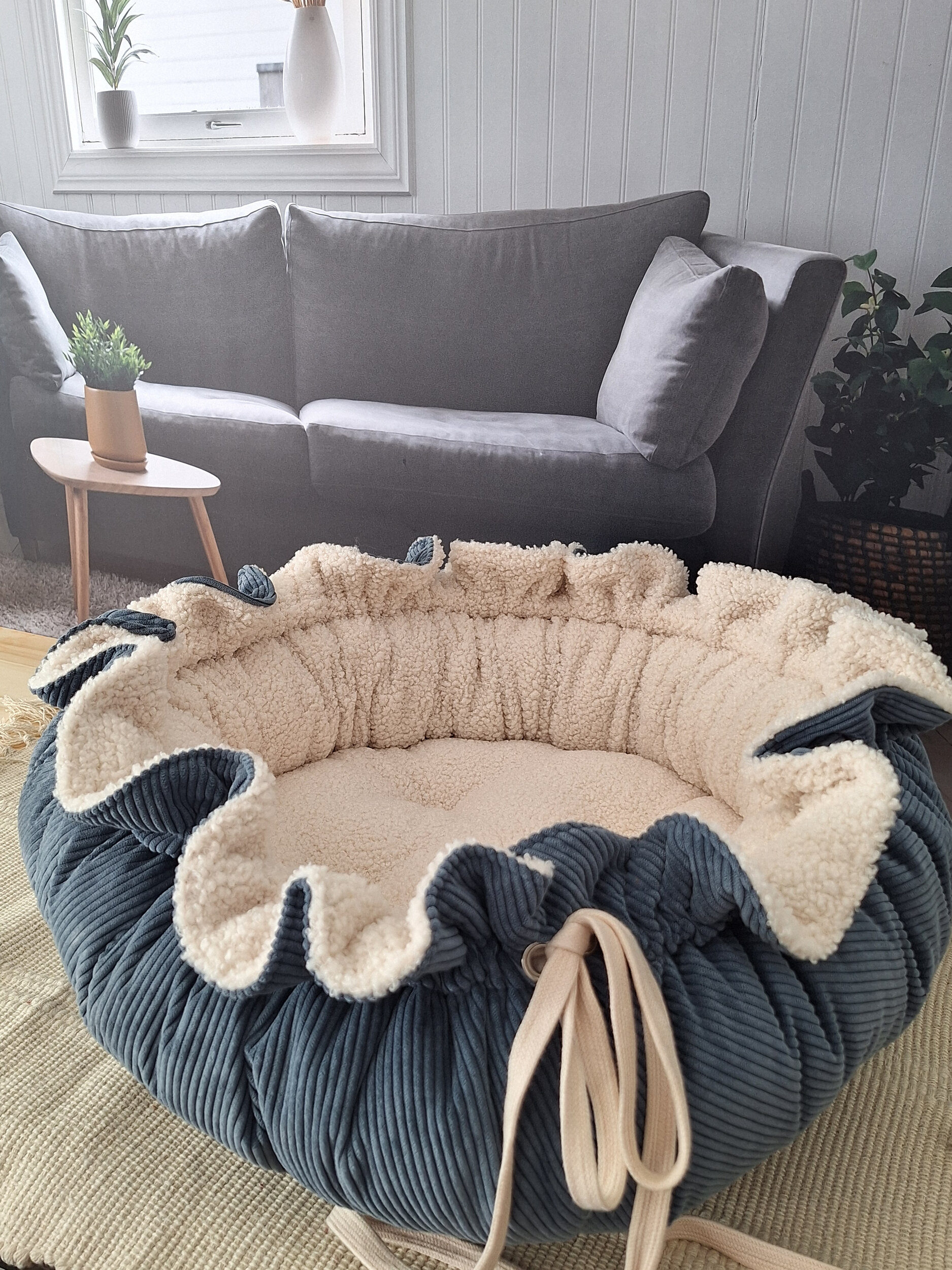 panier pour chat bleu jean