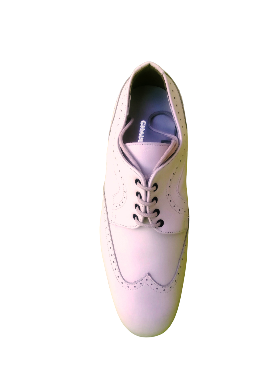 Chaussures de danse homme STEFANO BEIGE en cuir beige clair talon 2cm et semelle peau vue dessus