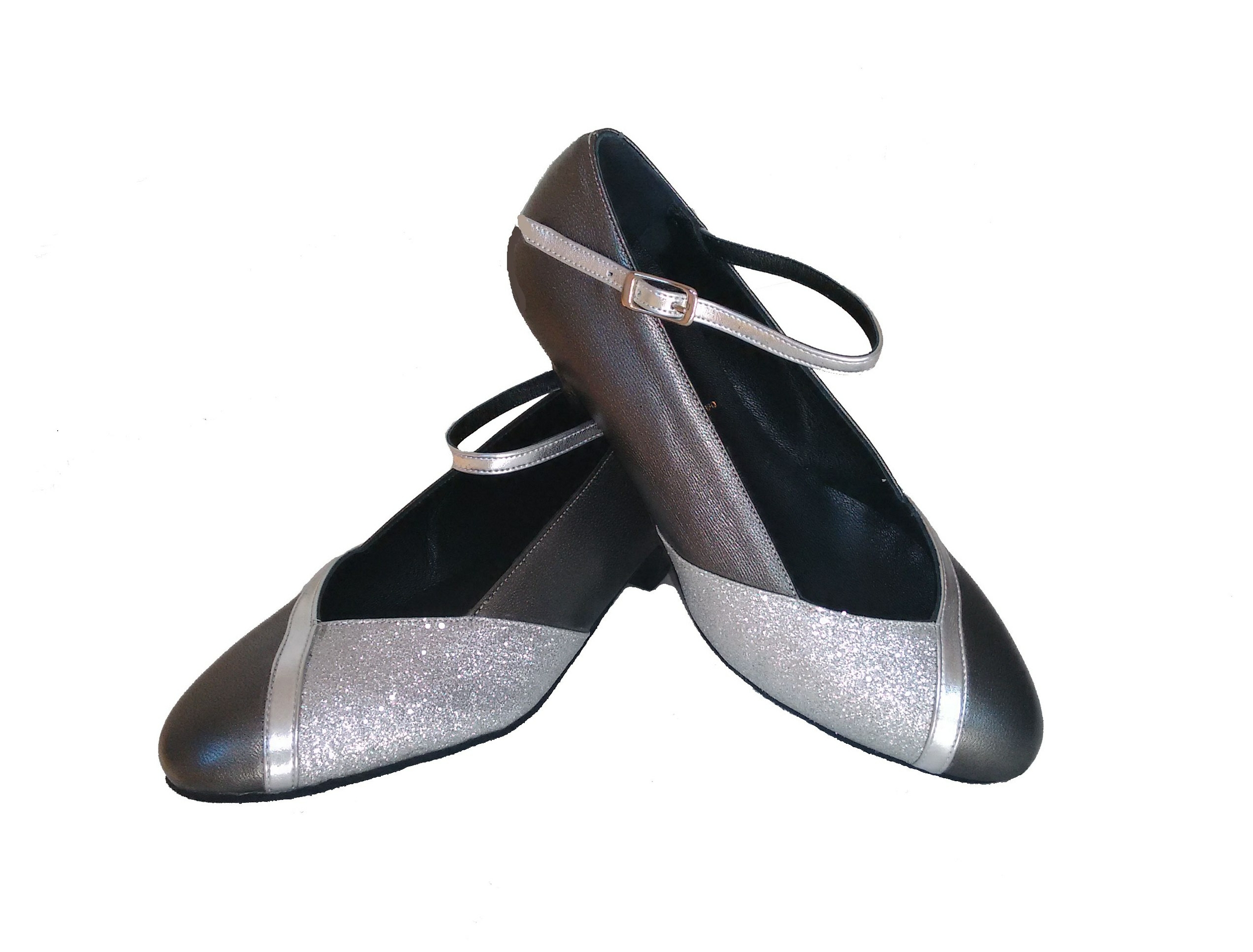 Chaussures de danse femme ELISA fermées cuir argent Talon 3cm