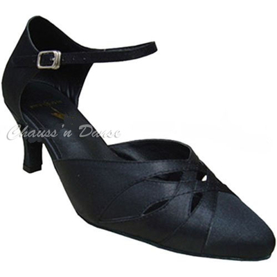 Chaussures de danse femme EVA fermées satin noir Talon 5cm