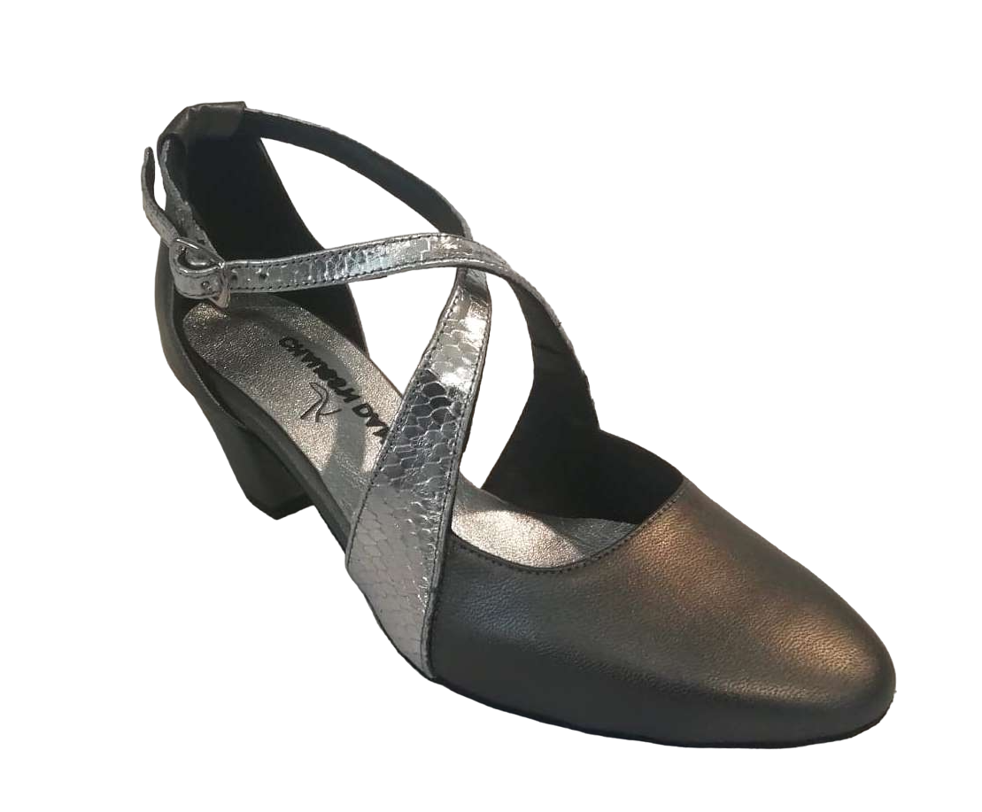 Chaussures de danse femme NINA cuir argent et gris Talon 4,5 cm