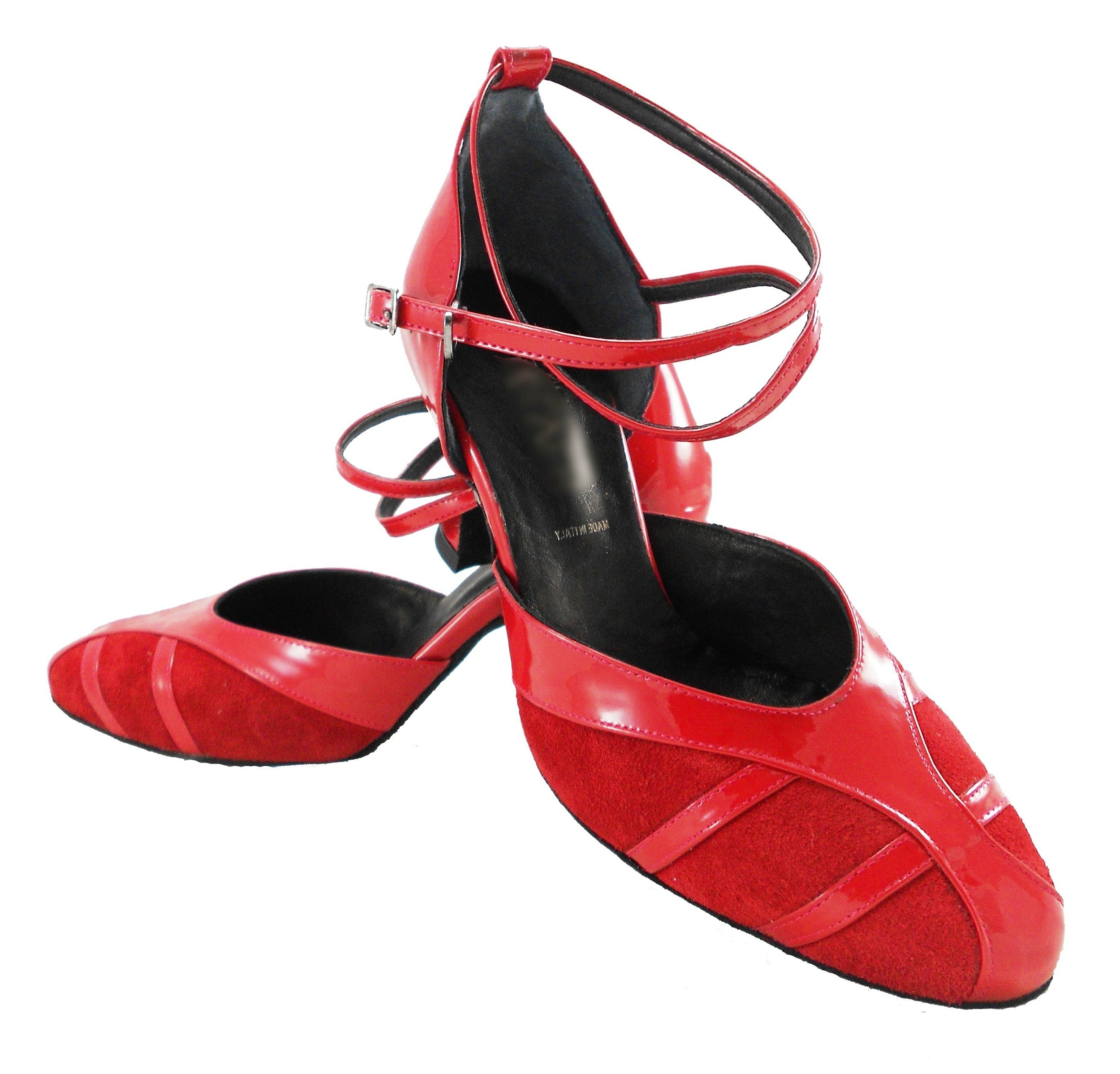 Chaussures de danse femme RAMONA ROUGE fermées peau et vernis Talon 7cm