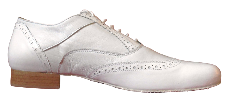 Chaussures de danse homme HECTOR en cuir blanc. Semelle cuir et talon 2cm