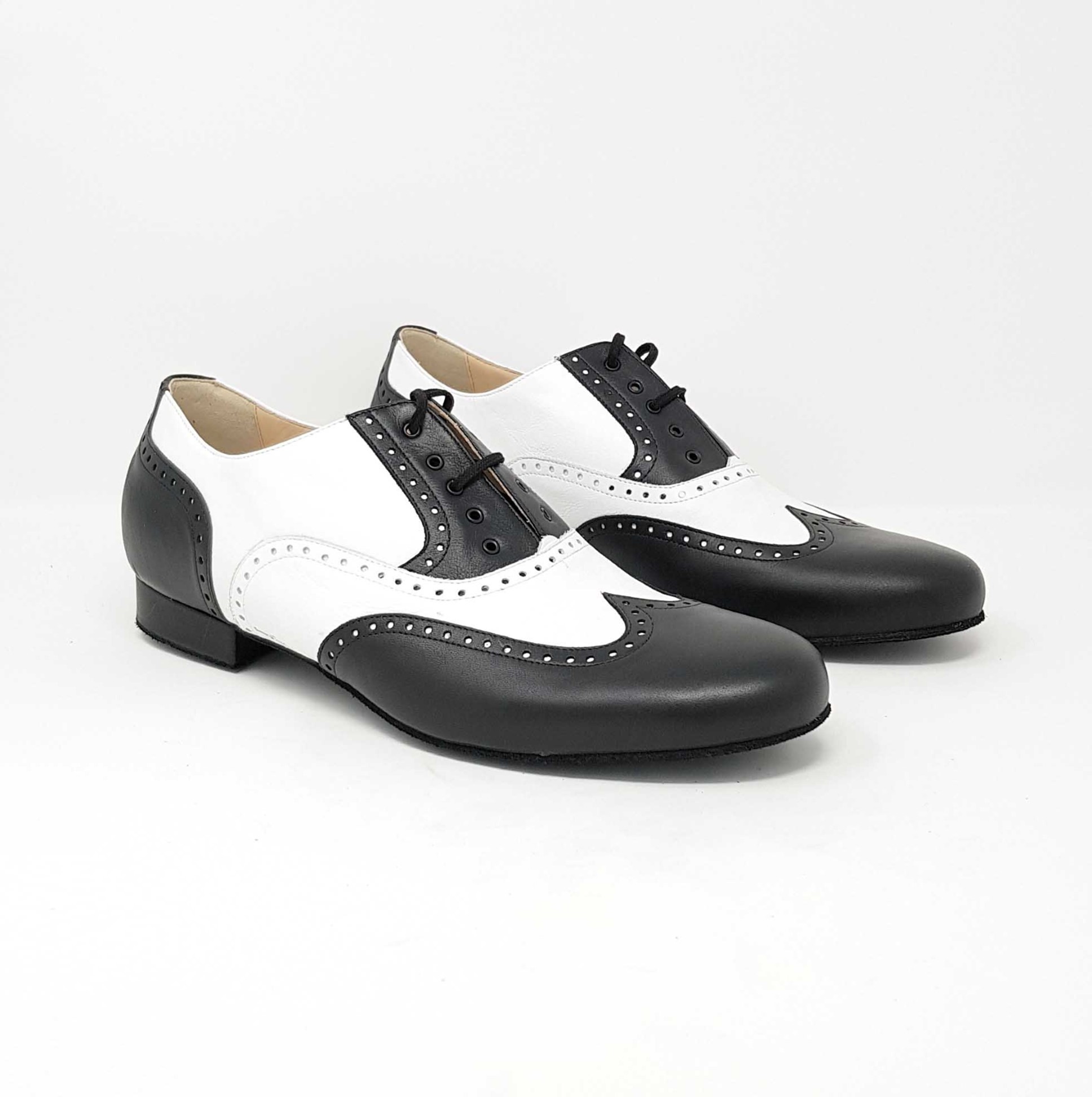 Chaussures de danse homme STEFANO en cuir noir et blanc Talon 2,5cm Semelle peau