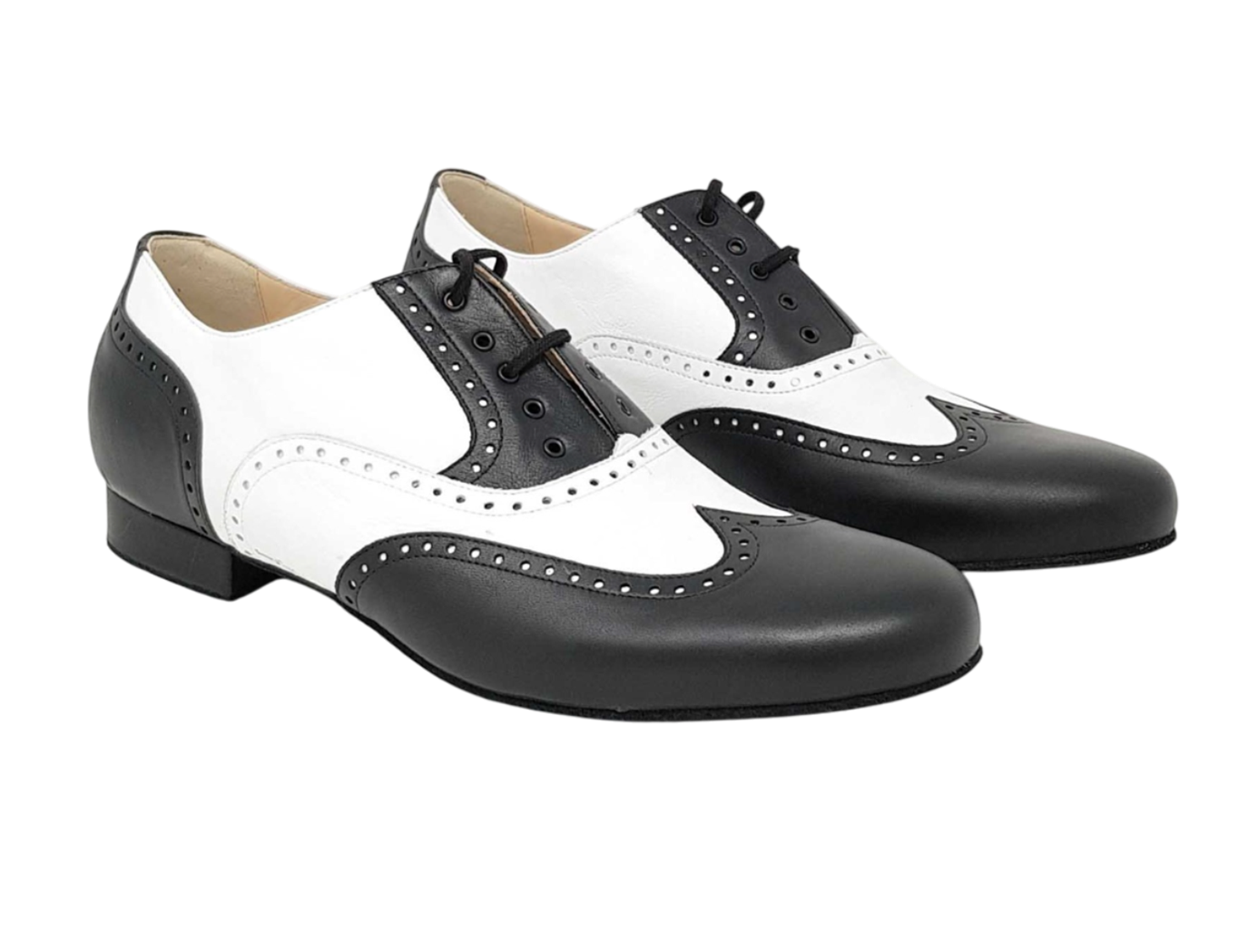 Chaussures de danse homme STEFANO en cuir noir et blanc Talon 2,5cm Semelle peau 1