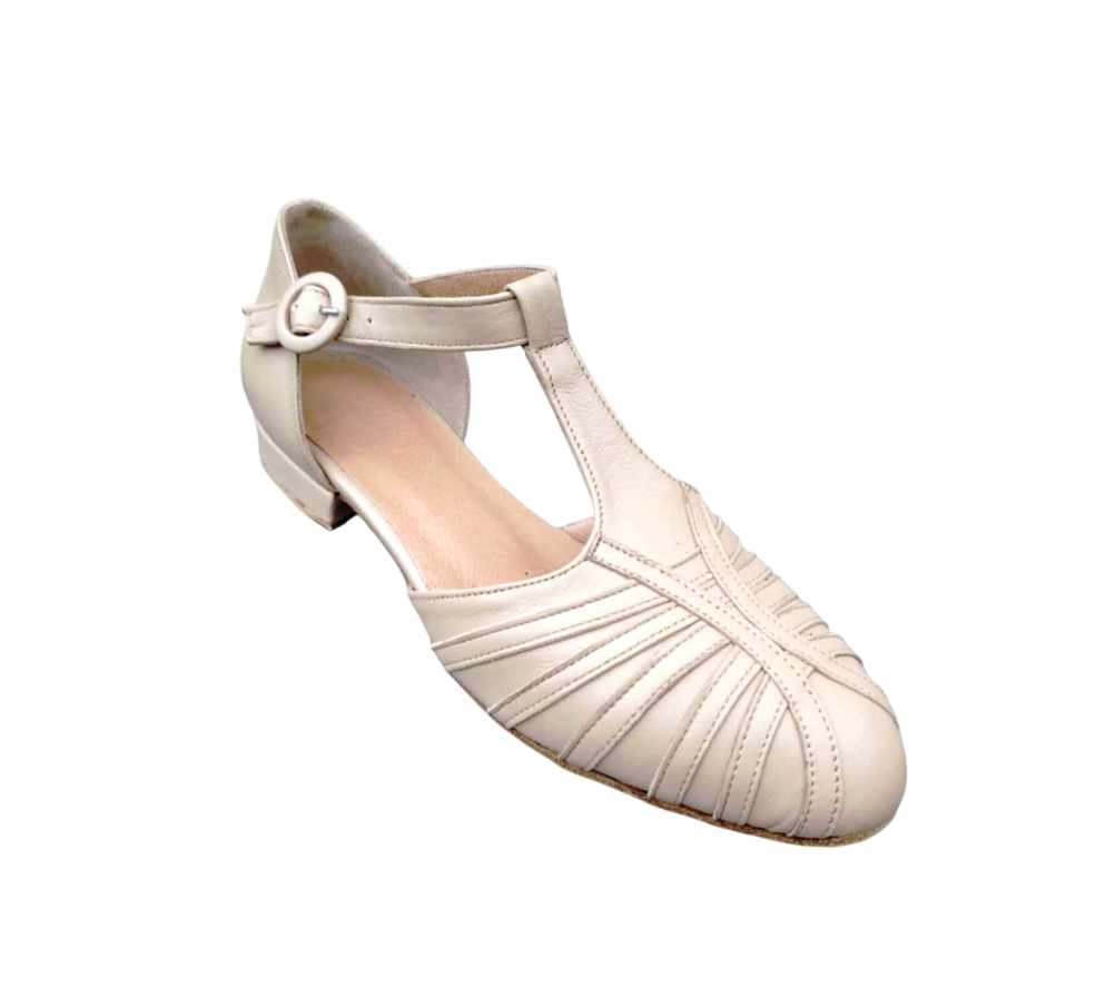 Chaussures de danse femme fermées AGATA cuir beige talon 2cm