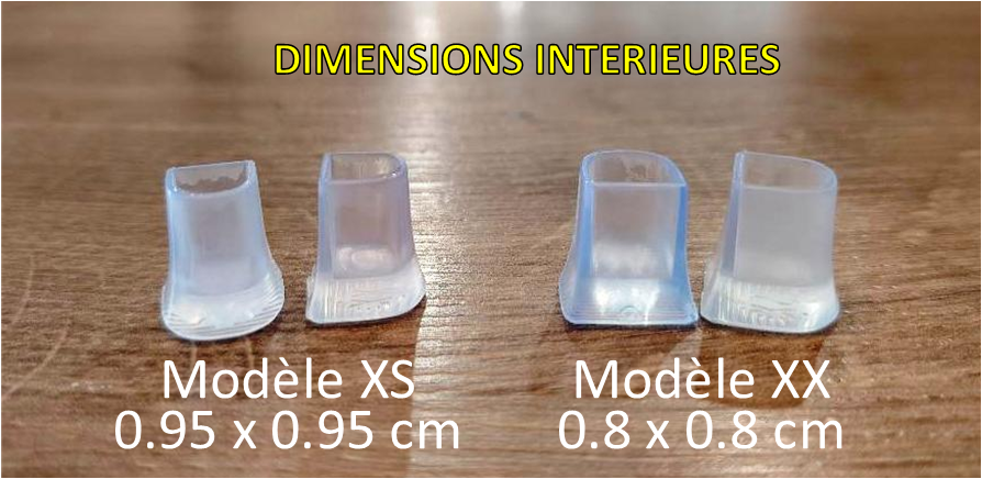 protège-talons élastomère thermoplastique transparent avec dimensions XS et XX