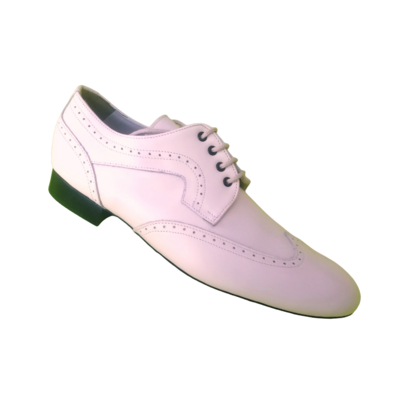 Chaussures de danse homme STEFANO BEIGE en cuir beige clair talon 2cm et semelle peau vue 3 quarts