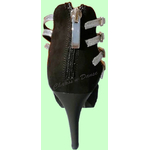 Chaussures de danse femme montantes SABRINA à bouts ouverts en peau noire brides glitter argent talon aiguille 9.5cm noir   plateau 2cm vue arrière