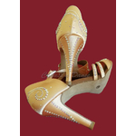 Chaussures de danse femme STELLA à bouts ouverts en satin chair et strass talon strassé 8,5cm chair vue arrière