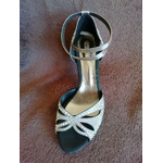 Chaussures de danse femme TIZIANA à bouts ouverts en satin anthracite et strass talon anthracite strassé 7cm vue dessus