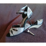 Chaussures de danse femme TIZIANA à bouts ouverts en satin anthracite et strass talon anthracite strassé 7cm vue paire