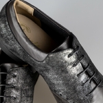 Chaussures de danse homme Tangolera FLAVIO en cuir noir et cuir imprimé talon 2cm et semelle peau vue finitions
