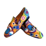 Chaussures de danse homme MEHDI en tissu africain coloré wax talon 2cm et semelle peau vue paire