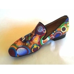 Chaussures de danse homme MEHDI en tissu africain coloré wax talon 2cm et semelle peau