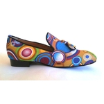 Chaussures de danse homme MEHDI en tissu africain coloré wax talon 2cm et semelle peau vue profil