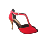 Chaussures de danse femme MARILYN satin rouge et strass Talon métal or 8,5cm Vue profil