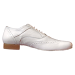 Chaussures de danse homme HECTOR en cuir blanc. Semelle cuir et talon 2cm