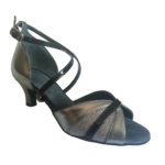 Chaussures de danse femme VINCENZA à bouts ouverts en cuir et glitter bronze avec talon bronze 5cm vue 3 quarts
