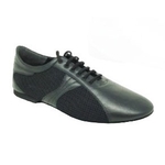 Chaussures de danse homme UGO superflex en cuir tissu filet noirs talon 1cm et semelle fine peau vue 3 quarts