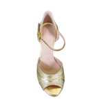 Chaussures de danse femme SHEREHAZADE à bouts ouverts en glitter et cuir or talon aiguille métallisé or 8cm noir vue dessus
