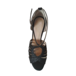 Chaussures de danse femme VIVIANE à bouts ouverts en satin et glitter noirs avec talon glitter noir 7cm vue dessus